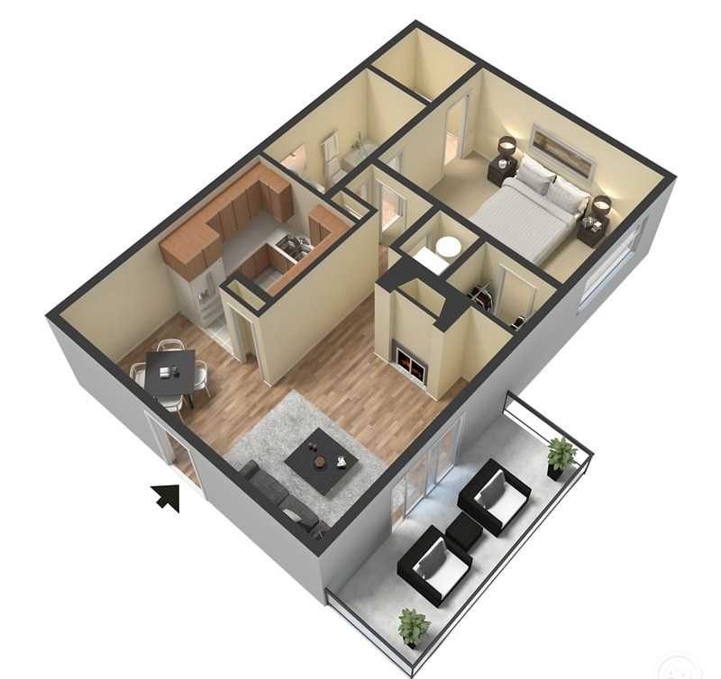 Quail Ridge 640 sqft Apartment Floor Plan